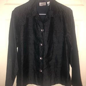 Chicos Design Black Lightweight silk/cotton shiny  jacket size 0 (small)